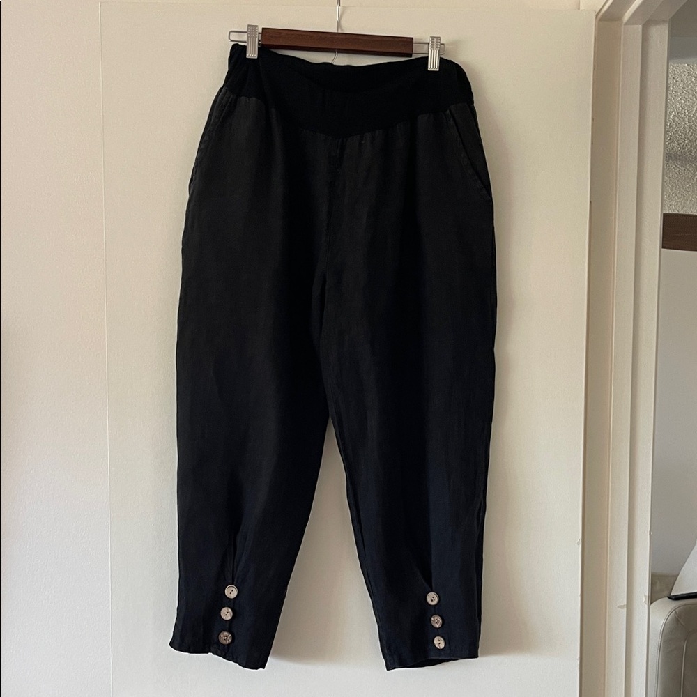 Elegant Black Women's Joggers with Button Accents